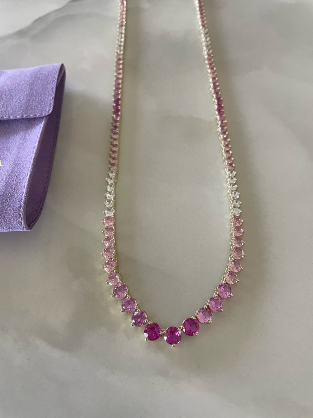 NWT Melinda Maria Gold “Not Your Basic Graduated Ombré Tennis Necklace” - Picture 3 of 8
